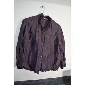 Vintage Chico's 2 Iridescent Shimmer Brown Orange Blouse Long Sleeve Shirt FLAW